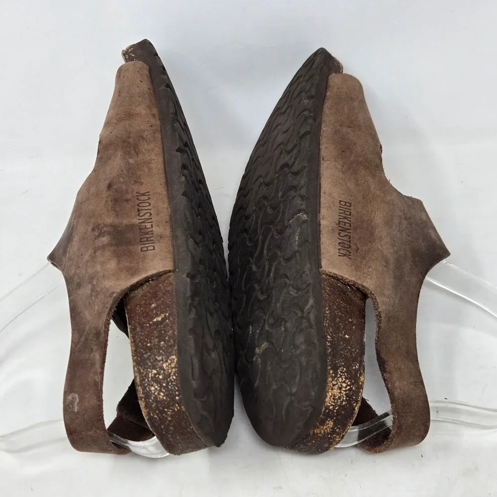 Birkenstock Milano Leather Sandals‎ Brown Oiled Leather Backstrap Mens 40 L9 M7